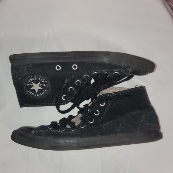 Womens Black Suede Mid Ankle Converse Size 6.5 - Picture 6 of 8